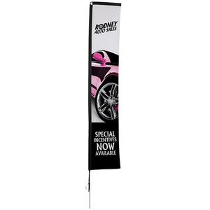 Drapeau de plage rectangulaire personnalisé en tissu avec base et mât pour la promotion d'entreprise en extérieur, les événements et la publicité - Product Image 1