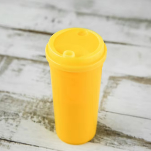 แก้วน้ำพลาสติก PP สีสันสดใส HACAMY แบบใช้แล้วทิ้ง พร้อมฝาปิดและหลอดดูด - Product Image 1