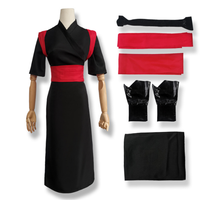 Anime Temari Cosplay Kostüm Anime Schwarz-Rotes Kimono-Kleid für Halloween-Party Cosplay-Outfit