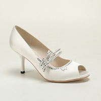 Chaussures de mariée personnalisées en satin à bout ouvert pour femmes, avec nœud en strass, pour fêtes et cérémonies, vente en gros