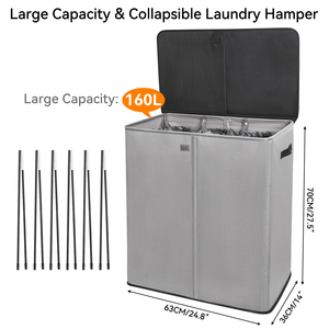 Lớn 3-phần gấp lưu trữ Giỏ nhà sử dụng ráp giỏ giặt cho tổ chức bẩn quần áo giỏ - Product Image 6