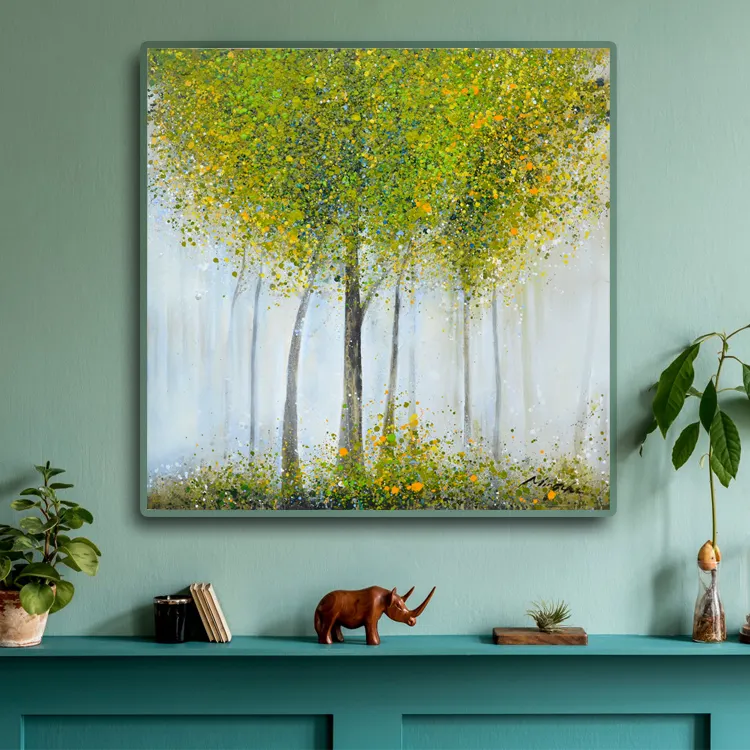 100% Hand Paint Canvas Tree Oil Painting For Home Decor