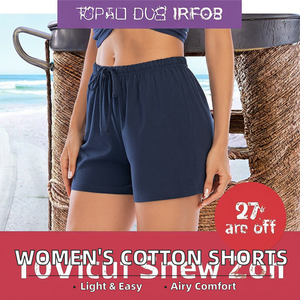 กางเกงขาสั้นผู้หญิงผ้าฝ้าย 100% น้ำหนักเบา เป็นมิตรกับสิ่งแวดล้อม เอวยางยืด ทรงปกติ ใส่สบาย ระบายอากาศได้ดี เหมาะสำหรับฤดูร้อน สั่งซื้อจำนวนมาก - Product Image 2