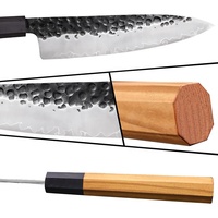 3 Buah Set Pisau Dapur Set Pisau Koki Jepang, Gagang Kayu Set Pisau Tempa Tangan