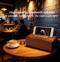 Altavoz Inalámbrico Portátil con Diseño Retro de Madera, Bajos Potentes, Radio FM, Soporte para Tarjeta TF, Soporte para Teléfono, Larga Duración, Altavoz de 8W