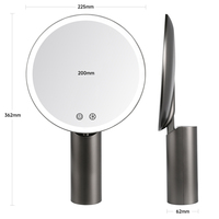 Miroir de maquillage éclairé rechargeable avec table de couleurs personnalisée, miroir de maquillage rond à LED avec lumière