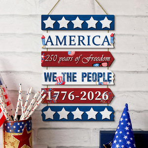 <span class=keywords><strong>D</strong></span>écoration patriotique du 4 juillet, Jour de l'Indépendance, en forme de rectangle, drapeau américain, art mural pour porte, panneau mural en bois pour le 250e anniversaire - Product Image 1