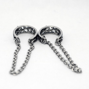 Yunnique – boucles d'oreilles à clipser en acier inoxydable 316, motif rétro creux, incrustées de diamants, pour femmes, avec chaîne, bijoux de fête - Product Image 2