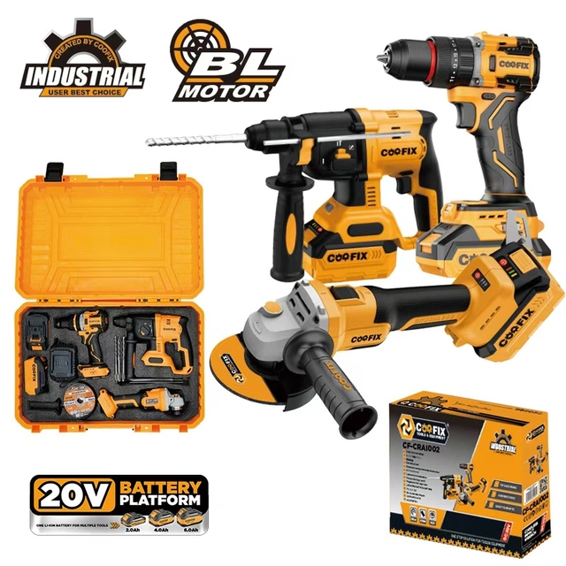 20V Rechargeable Cordless 3PCS Power Tools Kit Electric Rotary Hammer Hand Drill Angle Grinder Combo Set