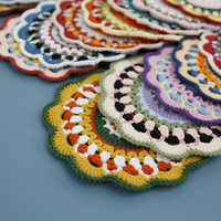 Dessous de verre tricoté à la main bohème tissé à la main napperon rond Crochet laine fil tapis de Table cadeaux de mariage de noël produit fini