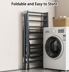 Stendibiancheria Pieghevole Resistente con Ruote, Supporto per Asciugatura in Metallo Extra Spesso per Bagno, Soggiorno, Scarpe e Vestiti - Product Image 2