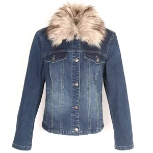 Stockpapa дешевой цене одежда Избыточный запас оптом женская джинсовая куртка, женская зимняя куртка с меховым воротником, Длинная зимняя куртка