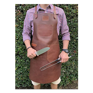بو الجلود شواء مريلة مريلة قابل للتعديل المطبخ واللحام سترة واقية من الجلد الناعم معطف واقية للتنظيف - Product Image 2