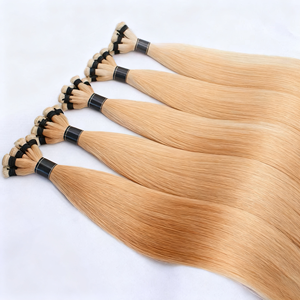 Vente en gros de mèches de cheveux vierges Remy 100% tissées à la main, double trame, extrémités épaisses, <span class=keywords><strong>blond</strong></span> <span class=keywords><strong>glacé</strong></span> et <span class=keywords><strong>blond</strong></span> <span class=keywords><strong>cendré</strong></span> de Dubaï, mèches invisibles - Product Image 2