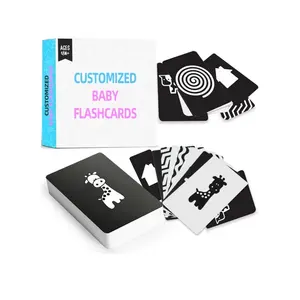 दृश्य उत्तेजना कार्टून फ़्लैश कार्ड के लिए अनुकूलित दो तरफा काले और सफेद अर्ली लीनिंग एजुकेशन कार्ड बेबी