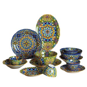 Set di Stoviglie in Ceramica Stile Bohémien, Ciotole e Piatti, Adatti al Microonde, Smaltati, per Riso, Noodle, Bistecche e Alimenti Vari - Product Image 5