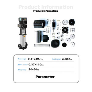 Pompe centrifuge verticale multi-étages en acier inoxydable à entraînement motorisé, à haute pression, portable, avec tête de refoulement automatique et turbine à eau - Product Image 6