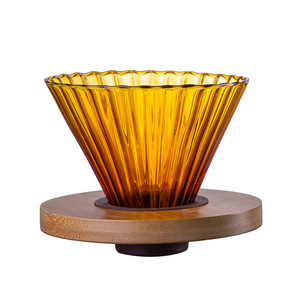 Nouveaux produits – Filtre à café en verre en gros d'usine – Dripper à café en verre séparé avec support en bois de bambou - Product Image 5