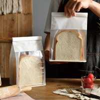 Sacs en papier Kraft brun avec fenêtre transparente, emballage recyclable de qualité alimentaire pour le petit déjeuner, la boulangerie et les biscuits