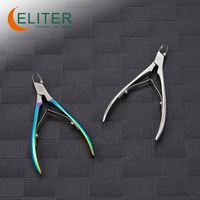 Pince à cuticules Eliter en acier inoxydable à mâchoires entièrement forgées, couleur bleue, pour vente en gros