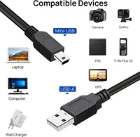 Kabel USB 0.8M 2.0 A Male Ke Mini B, 5 Pin 5 P T Port Mini USB untuk perangkat MP3 MP4 kamera ponsel HardDisk komputer