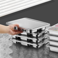 Nouveau plateau alimentaire rectangulaire en acier inoxydable 304, plateau à déjeuner à 5 compartiments, adapté aux restaurants en libre-service, aux cantines, aux écoles