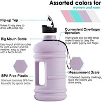 73oz 2,2 L gran capacidad mate personalizado medio galón jarras de agua sin BPA botella de agua a prueba de fugas Fitness gimnasio Camping adultos senderismo