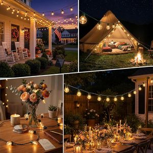 Lumière de décoration pour le camping en plein air, ampoule en plastique transparente G40, guirlande lumineuse, lumière LED blanc chaud, lumière solaire étanche pour l'extérieur - Product Image 4