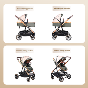 Cochecito de bebé de paisaje alto tipo coche plegable 3 en 1 para niños, herramienta para caminar de dos plazas con cesta para Dropshipping transfronterizo - Product Image 2