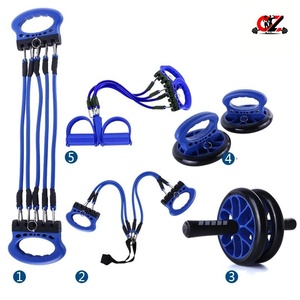 Home Gym Fitness Combo Set Push-up Stand Abdominal Wheel Chest Expander Resistance <b>Band</b> Full Body <b>Workout</b> Training Equipment - Product Image 1