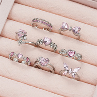 8 pièces/ensemble doux Cool Style arc amour papillon ouvert anneau ensemble bijoux fins bague rose pour les femmes