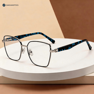 Cancan 88003 Montura Óptica para Mujer, Lentes de <span class=keywords><strong>Vista</strong></span>, Metal con Acetato, Cuadradas, Ligeras, Bisagra de Resorte, Precio de Fábrica, Venta al Por Mayor - Product Image 1