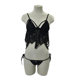 <span class=keywords><strong>Ensemble</strong></span> de lingerie en dentelle noire pour femmes, soutien-gorge à fines bretelles, culotte à nouer sur le côté, sexy, <span class=keywords><strong>chic</strong></span>, doux, transparent, <span class=keywords><strong>ensemble</strong></span> de sous-vêtements en dentelle - Product Image 3