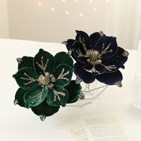 Realistische Duftende Stoff-Magnolien mit Klebepuder-Pailletten für Weihnachtsdekorationen