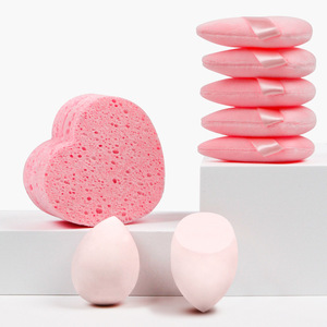 Juego de Esponjas de Maquillaje para Limpieza Facial, Forma de Corazón y Gota de Agua, Color Rosa, 3 Piezas, para Maquillaje Facial - Product Image 1