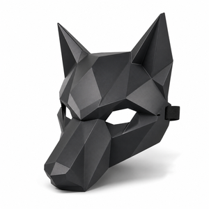 Maschera Geometrica Originale a Forma di <span class=keywords><strong>Lupo</strong></span> per Feste di Halloween, Stile Low Poly a Faccia Intera con Finitura Nera Opaca - Product Image 2