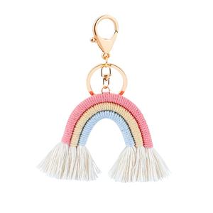 Portachiavi a forma di arcobaleno in metallo placcato <span class=keywords><strong>oro</strong></span> moda portachiavi con nappe in <span class=keywords><strong>filo</strong></span> di seta arcobaleno bohémien - Product Image 1
