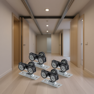Kit de quincaillerie pour porte coulissante à double rail de 6 pieds en alliage d'aluminium, système 2 portes pour portes de placards intérieurs - Product Image 2