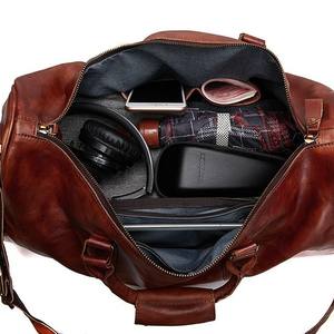 Bolsa de Viaje de Fin de Semana de Cuero Genuino Vintage para Hombre, Bolsa de Gimnasio de Gran Capacidad, Multifuncional, Cruzada, de Viaje, para Fitness - Product Image 4