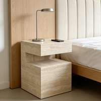 Table d'appoint de luxe EA en marbre naturel, table basse en pierre verte pour salon, table de chevet carrée pour chambre, mobilier de maison multicolore