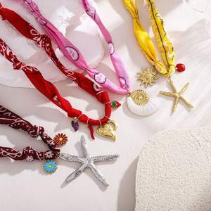 Female <strong>Boho</strong> Charm Flower Star Sun Strawberry Beach Choker Holiday Jewelry Summer Scarf Bandana <strong>Necklace</strong> - Product Image 4