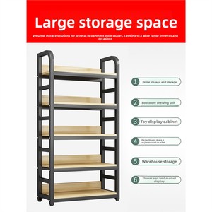 Présentoir mobile Zhongdao en acier et bois à 4 étagères simple face <span class=keywords><strong>pour</strong></span> cosmétiques et accessoires <span class=keywords><strong>de</strong></span> téléphonie mobile, idéal <span class=keywords><strong>pour</strong></span> supermarchés et magasins <span class=keywords><strong>de</strong></span> proximité - Product Image 2