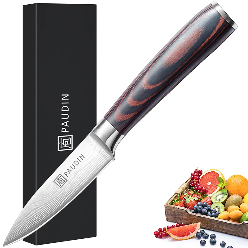 Ultra Sharp German Stainless Steel peeling knife Small Kitchen Chef Paring Knife with Wooden Handle