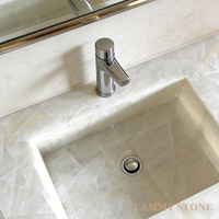 Vasque de salle de bain moderne et luxueuse en granit blanc brillant, finition polie, résistante à l'eau, facile à nettoyer, pour salle à manger, hôtel, salle de bain, maison