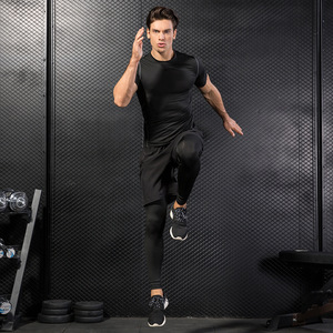 4 Way <strong>Stretchy</strong> <strong>Men's</strong> Compression Training Fitness Shirts Running Short Sleeve Sportswear Quick-drying T-shirts - Product Image 4
