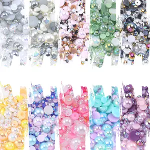 Hot Sale 3-10mm Multicolor Mixed Packaging Loose Half Round ABS Plastic Imitation Pearl For Decoration Nail Art