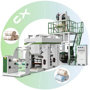 CX-B55-900 Hot Selling Full Biodegradable T-shirt Bag Film Making Machine Without Shaft Online Pe Printing 2 Colors 55 Provided
