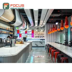 Refined Coffee Merchandise Display Rack Tempered Glass Front Takeaway Pickup Area Coffee Bar Display Rack - Product Image 1