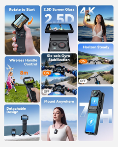 Caméra d'action originale SJCAM C400 4K <span class=keywords><strong>60FPS</strong></span> avec stabilisation SteadyMotion, gyroscope 6 axes, 20MP, WiFi, étanche, caméra sport pour vloggers et influenceurs - Product Image 2