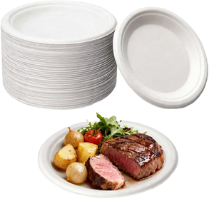 Biodegradable Sugarcane Bagasse Paper <b>Plates</b> 6-9 Inch Water Resistant <b>Disposable</b> Modern Luxury Tableware 50 Pieces/Bag Party - Product Image 1